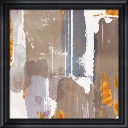 Framed Icescape Abstract Grey Gold I Print