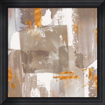 Framed Icescape Abstract Grey Gold II Print