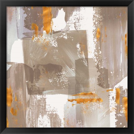 Framed Icescape Abstract Grey Gold II Print