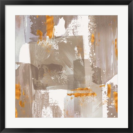 Framed Icescape Abstract Grey Gold II Print