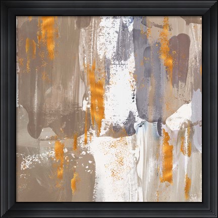 Framed Icescape Abstract Grey Gold III Print