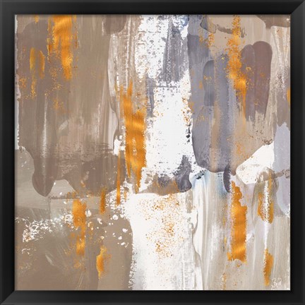 Framed Icescape Abstract Grey Gold III Print