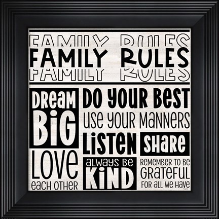 Framed Family Rules I Print