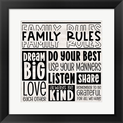 Framed Family Rules I Print