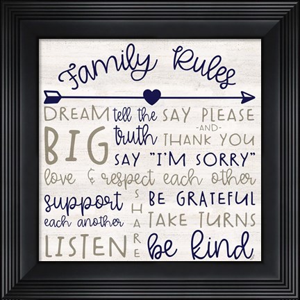 Framed Family Rules III Farmhouse Print