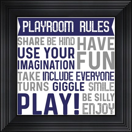 Framed Playroom Rules II Print