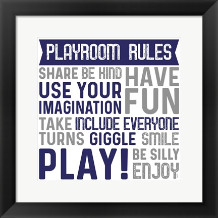 Framed Playroom Rules II Print