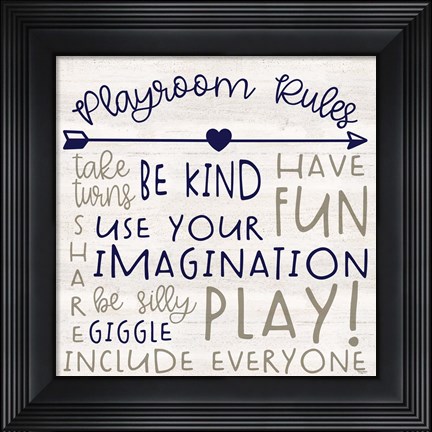 Framed Playroom Rules III Print