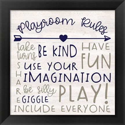 Framed Playroom Rules III Print