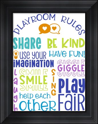 Framed Playroom Rules Portrait Print