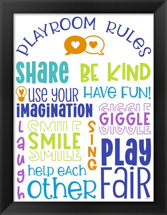 Framed Playroom Rules Portrait Print