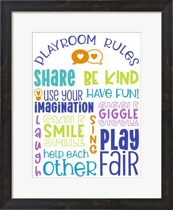 Framed Playroom Rules Portrait Print