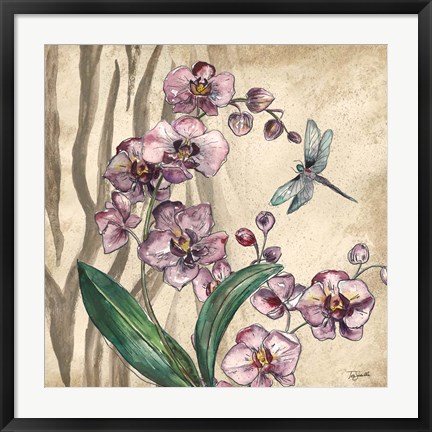 Framed Boho Orchid &amp; Dragonfly I Print