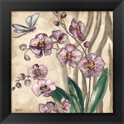 Framed Boho Orchid &amp; Dragonfly II Print