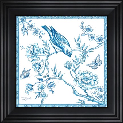 Framed Chinoiserie Tile I Print