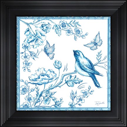 Framed Chinoiserie Tile II Print