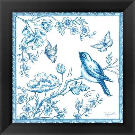 Framed Chinoiserie Tile II Print