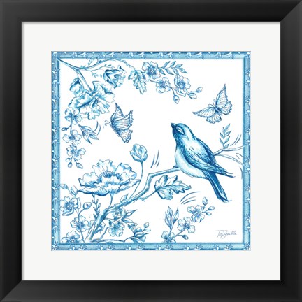 Framed Chinoiserie Tile II Print