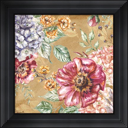 Framed Wildflower Medley Square Gold II Print