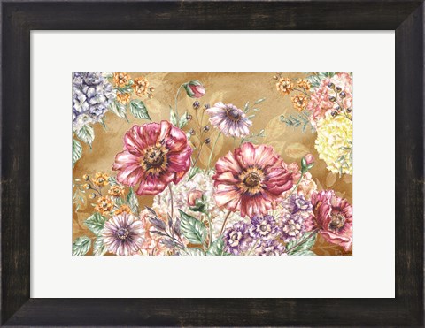 Framed Wildflower Medley Landscape on Rust Print
