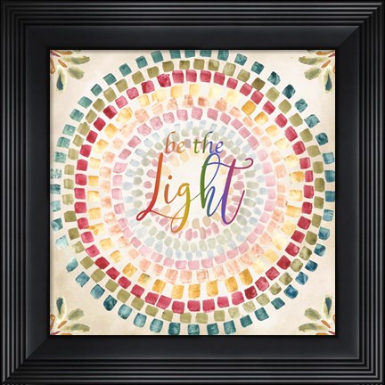 Framed Mosaic Rainbow Round I Print