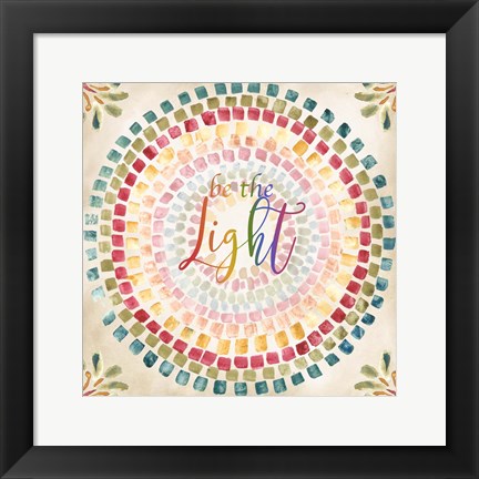 Framed Mosaic Rainbow Round I Print