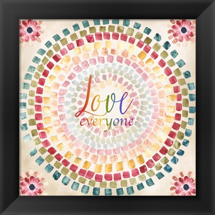 Framed Mosaic Rainbow Round II Print