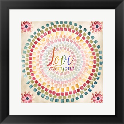 Framed Mosaic Rainbow Round II Print