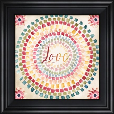 Framed Mosaic Rainbow Round III Print