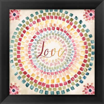 Framed Mosaic Rainbow Round III Print
