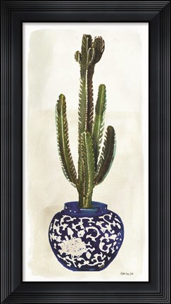 Framed Cacti in Blue Pot 2 Print