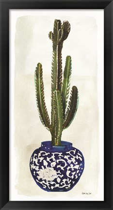 Framed Cacti in Blue Pot 2 Print