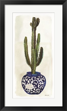 Framed Cacti in Blue Pot 2 Print