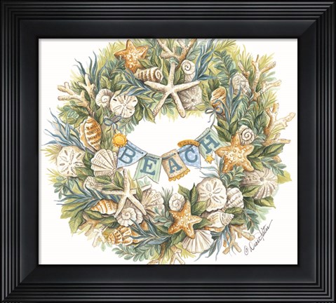 Framed Coastal Beach Wreath Print