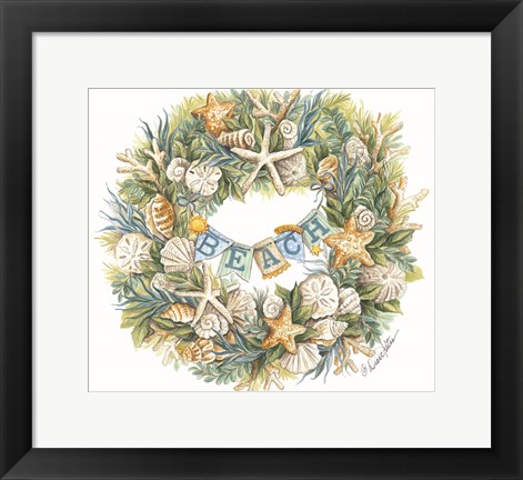 Framed Coastal Beach Wreath Print