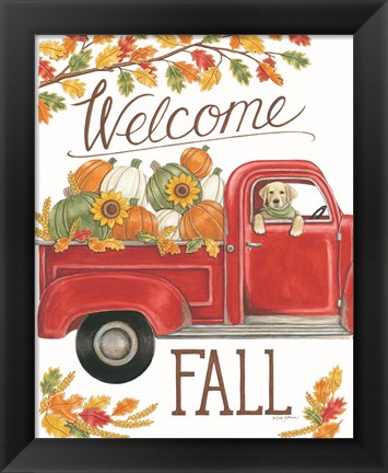 Framed Fall Truck &amp; Lab Print