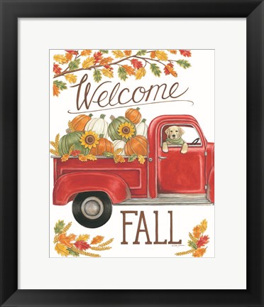 Framed Fall Truck &amp; Lab Print