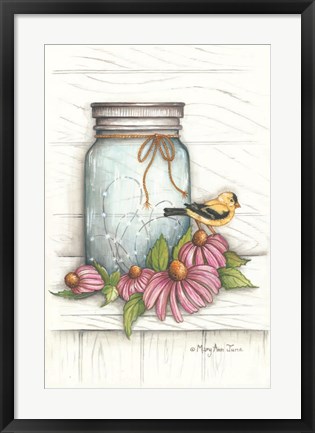 Framed Goldfinch and Flowers Print
