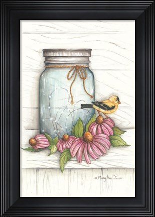 Framed Goldfinch and Flowers Print