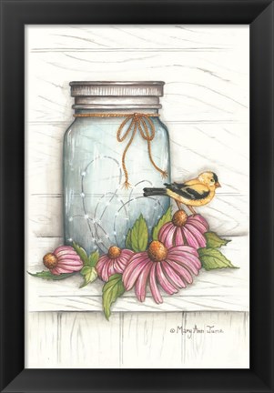 Framed Goldfinch and Flowers Print