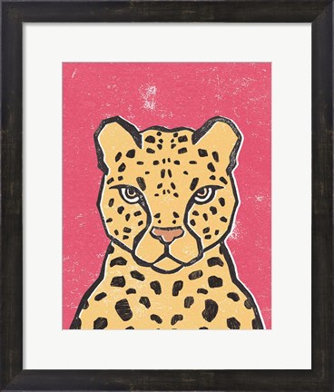 Framed Jungle Cat Hot Pink Print