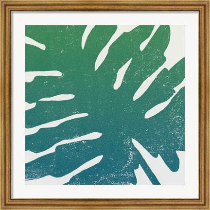 Framed Tropical Treasures IV Blue Green Print