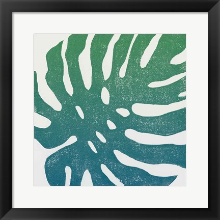 Framed Tropical Treasures I Blue Green Print