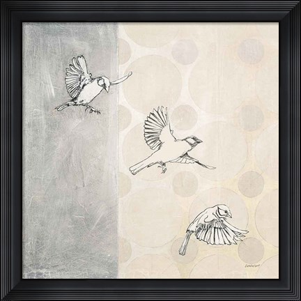 Framed Sparrows Alighting Print