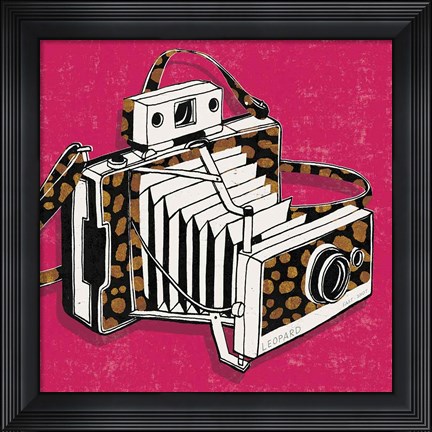 Framed Jungle Camera Bright Rose Print