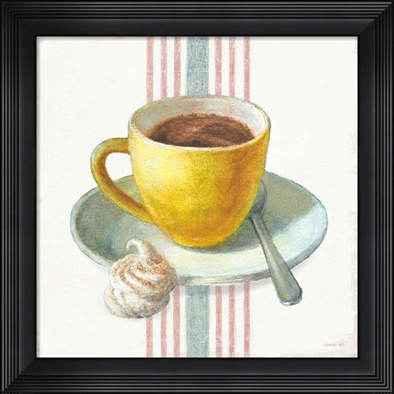 Framed Wake Me Up Coffee IV with Stripes Print