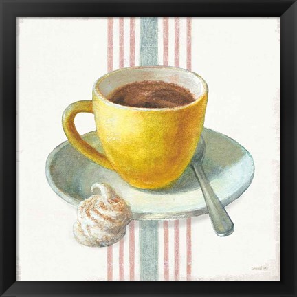 Framed Wake Me Up Coffee IV with Stripes Print