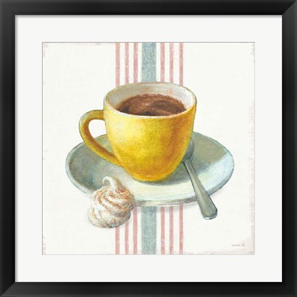 Framed Wake Me Up Coffee IV with Stripes Print