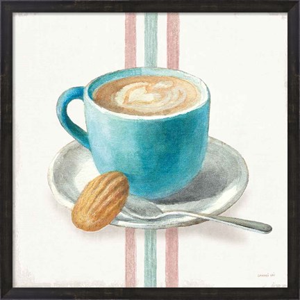 Framed Wake Me Up Coffee I with Stripes Print