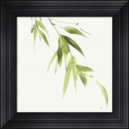 Framed Bamboo VI Green Print